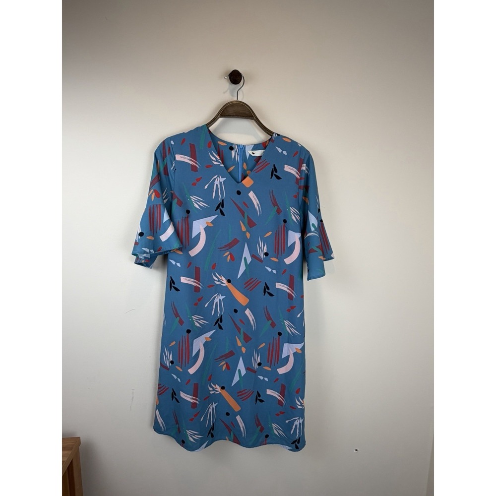 Yumi 80s Retro Print Women's Tunic Shift Half Sleeve Dress
